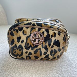 Tory Burch Patent Leather Leopard Cosmetic Pouch